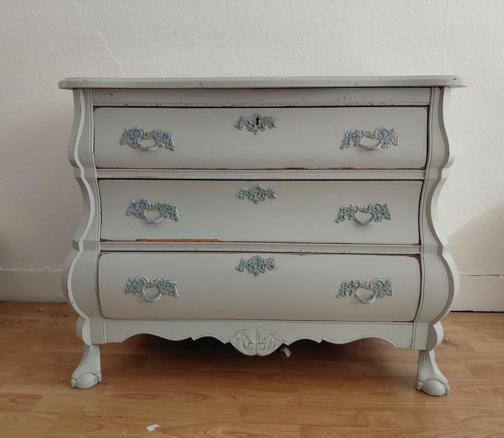 Antieke ladekast in brocante stijl, Huis en Inrichting, Kasten | Ladekasten, Ophalen, Gebruikt, 50 tot 100 cm, 3 of 4 laden