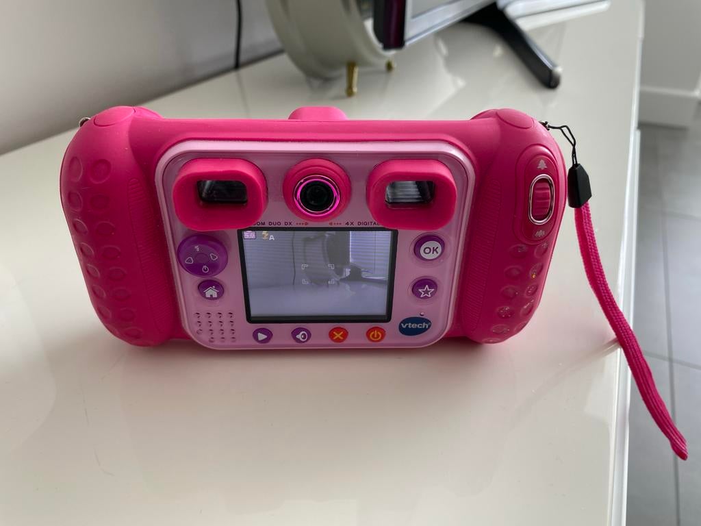 VTech Kidizoom Duo DX - Roze kindercamera met koptelefoon, Kinderen en Baby's, Speelgoed | Vtech, Ophalen of Verzenden, Zo goed als nieuw