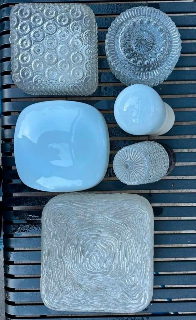 Plafondlamp Plafonnière Vintage Glas, Huis en Inrichting, Lampen | Losse lampen, Zo goed als nieuw, Minder dan 30 watt, E27 (groot)