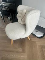 Twee fauteuils wit teddy met houten poten, Ophalen, Zo goed als nieuw, 75 tot 100 cm, 50 tot 75 cm
