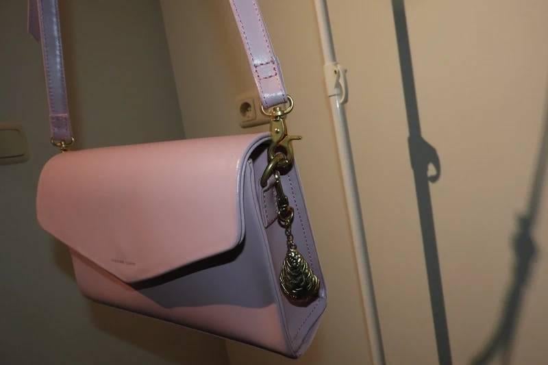 Fabienne Chapot roze schoudertas gouden hanger eraan, Verzenden, Gebruikt, Roze, Overige merken