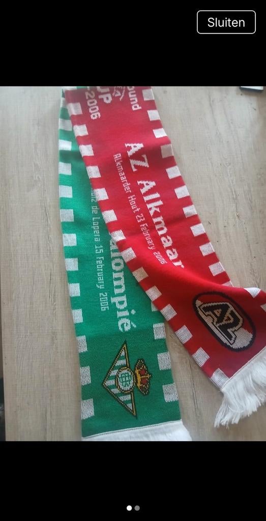 AZ Alkmaar Real Betis Balompié sjaal 2006, Sport en Fitness, Voetbal, Ophalen of Verzenden, Zo goed als nieuw, Clubaccessoires