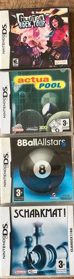 Nintendo DS Games: Darts, Pool, Schaakmat, Guitar Rock Tour, Ophalen, Gebruikt, 1 speler, Vanaf 3 jaar