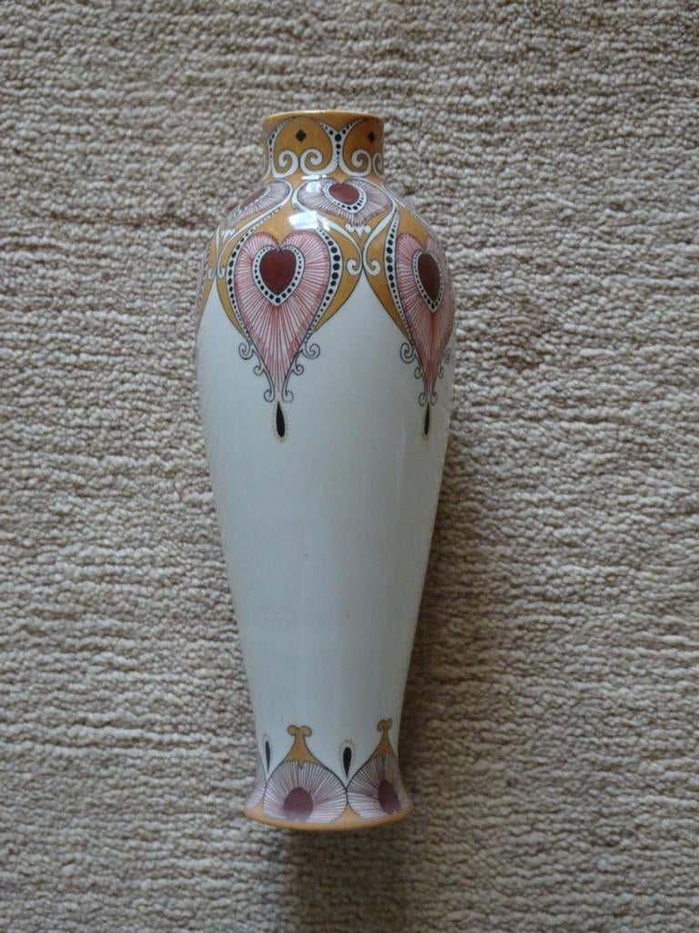 Amphora jugendstil vaas Van der Hoef, Ophalen of Verzenden