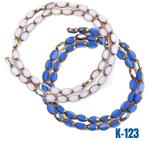 2x Streng van 46 ovale facet glaskralen blauw & wit  k-123, Ophalen of Verzenden, Nieuw, Kraal