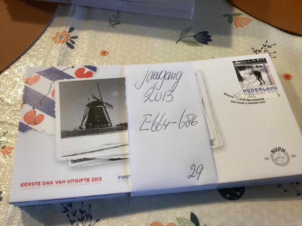 Jaargang 2013 fdc Nederland 664 tm 686 compleet, Ophalen, Onbeschreven, Nederland