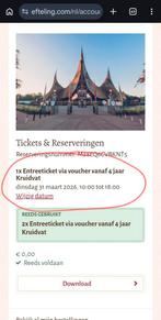 Efteling ticket maand maart, Ophalen, Overige typen