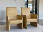 Set van 2 design stoelen in zacht geel leer, Twee, Overige kleuren, Leer, Ophalen of Verzenden