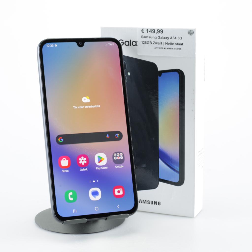 Samsung Galaxy A34 5G 128GB Zwart | Nette staat, Telecommunicatie, Mobiele telefoons | Samsung, Samsung, Zo goed als nieuw, Support@Samsung.com