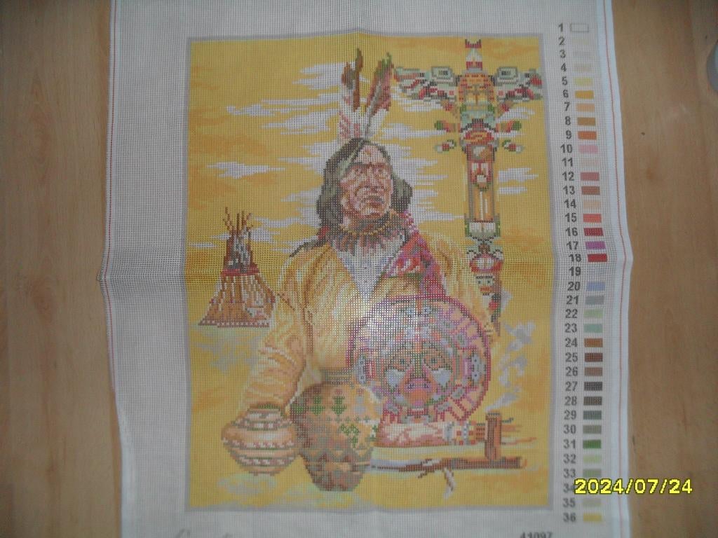 NIEUW Voorbedrukt stramien Indiaan Lanarte. Verkoop Ook DMC, Hobby en Vrije tijd, Borduren en Borduurmachines, Ophalen of Verzenden