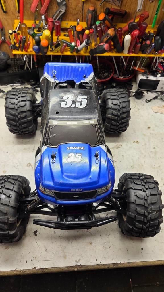 Te koop leuke hpi savage, Gebruikt, Auto offroad, Ophalen of Verzenden, Schaal 1:8