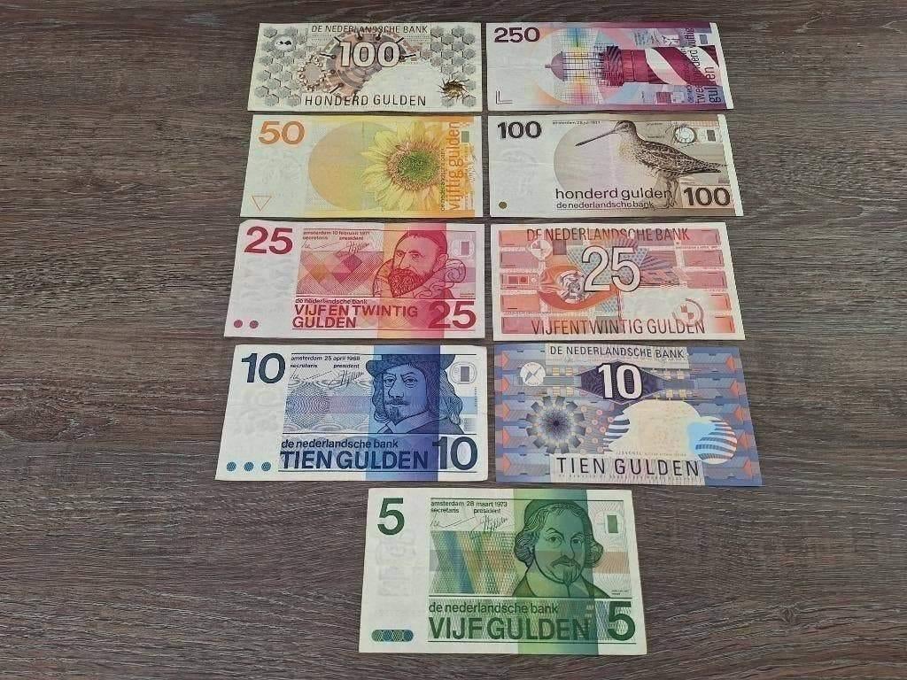 Set guldenbiljetten 5 t/m 250 gulden (9 stuks), Ophalen of Verzenden, 250 gulden
