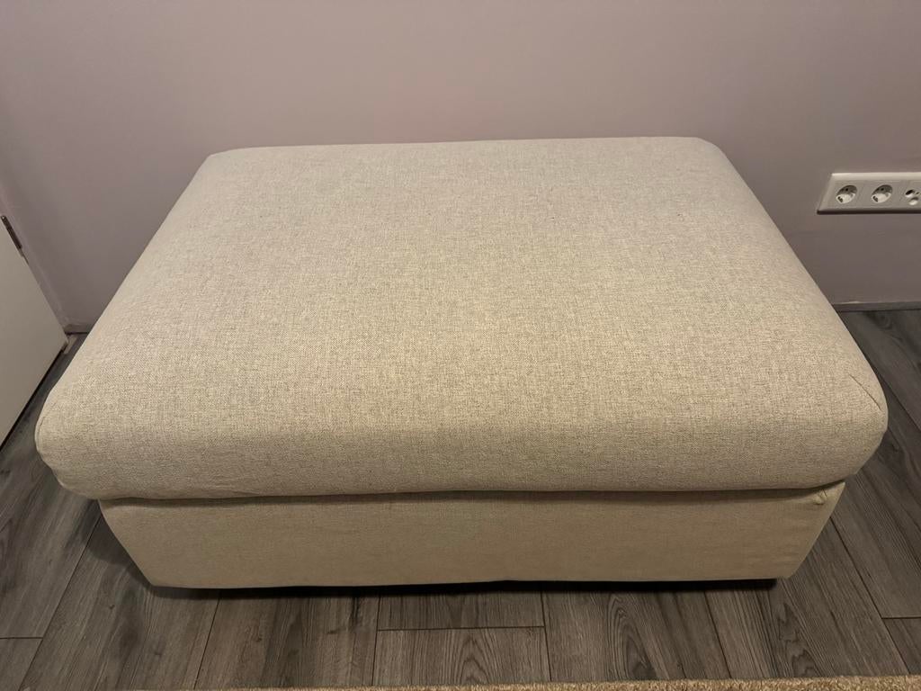 Vimle poef/hocker Gunnared beige met opbergruimte, Ophalen, Zo goed als nieuw, 75 tot 100 cm, Stof