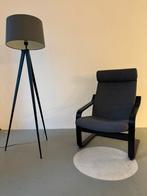 IKEA POÄNG Fauteuil - Zwartbruin met Antraciet Kussen, 75 tot 100 cm, Ophalen of Verzenden, Zo goed als nieuw, 50 tot 75 cm