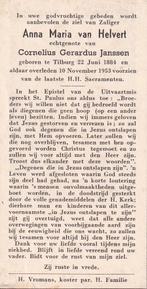 Helvert Anna 1884 Tilburg 1953, Ophalen of Verzenden, Bidprentje