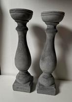 Kandelaar kaarsenstandaard grijs steen landelijk, Huis en Inrichting, Woonaccessoires | Kandelaars en Kaarsen, Ophalen, Overige materialen