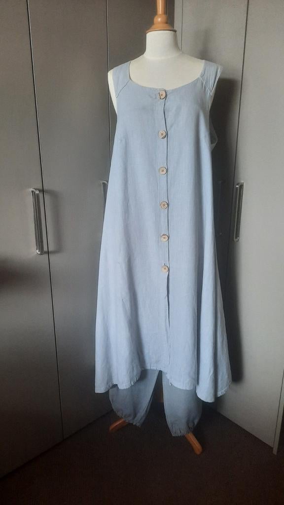 Izgs Linnen Jurk Tuniek licht grijs, Maat 38/40 (M), Ophalen of Verzenden, Zo goed als nieuw, Grijs