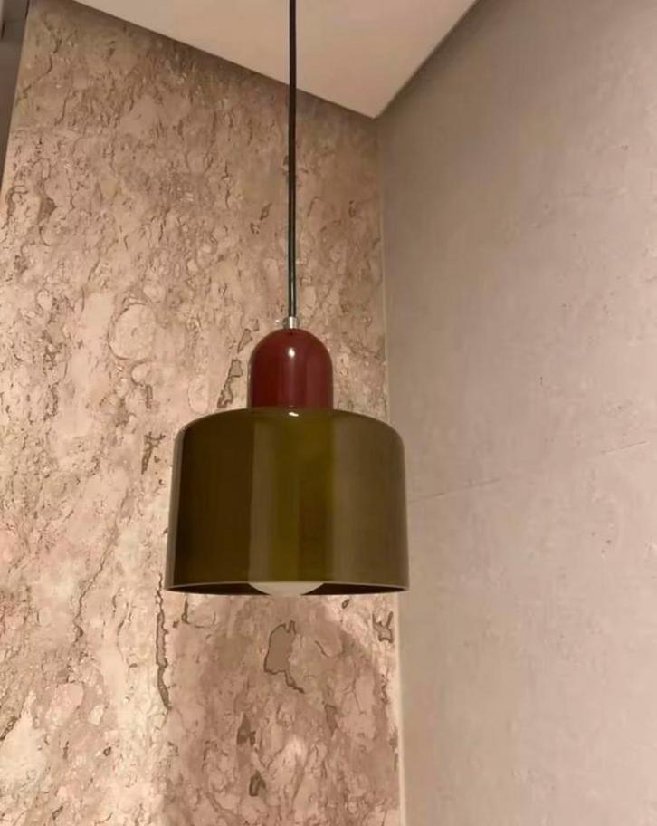 Donkergroen Bauhaus Stijl Hanglamp – Glazen Lamp E27 NIEUW!, Huis en Inrichting, Lampen | Hanglampen, Nieuw, Glas, Verzenden
