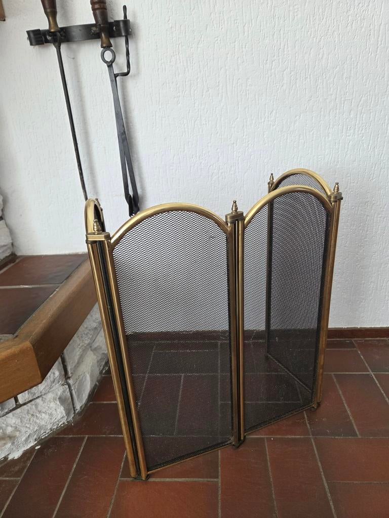 Messing haardscherm met 3 panelen, Ophalen of Verzenden