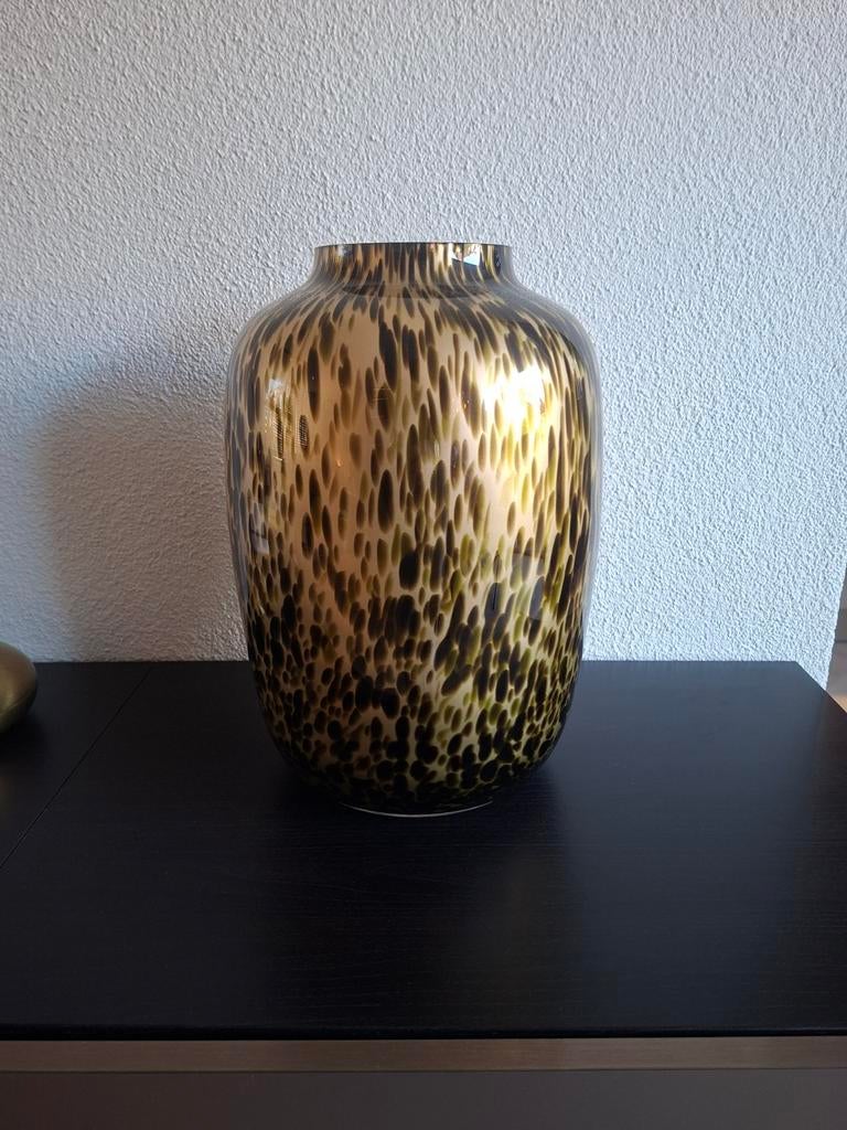 Cheetah vaas - 36 cm - nette staat, Ophalen, Overige kleuren, Minder dan 50 cm, Glas