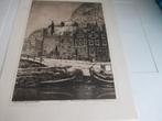 Amsterdam - Cornelis Brandenburg, Antiek en Kunst, Kunst | Etsen en Gravures, Ets, Stadsgezicht, Ophalen of Verzenden, Gesigneerd
