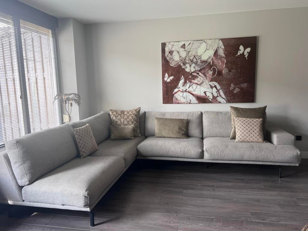 Dutchz Hoekbank 4,5-zits Taupe/grijs, Huis en Inrichting, Ophalen, Zo goed als nieuw