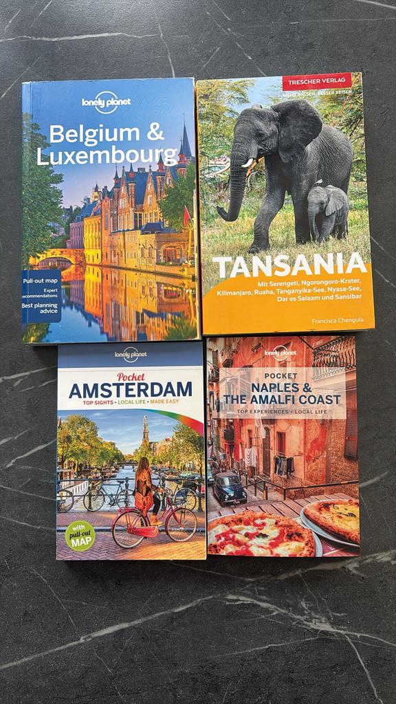 Reisgidsen: België, Tanzania, Amsterdam, Napels (zo goed als, Ophalen, Lonely Planet, Europa, Zo goed als nieuw