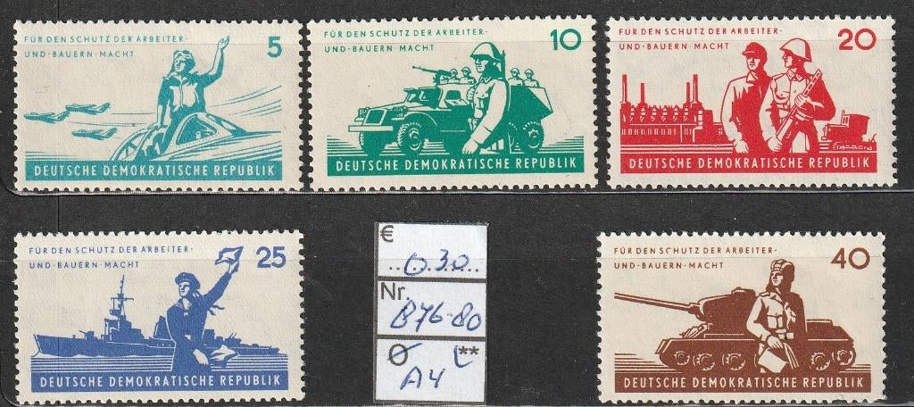 DDR Volksarmee Michel 876-80 Nr.A4p, Verzenden, DDR, Postfris