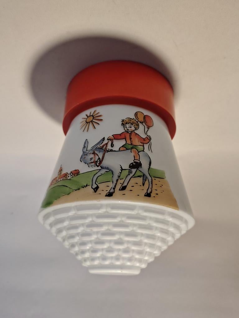 Vintage plafondlamp met ezel en jongen, Ophalen of Verzenden