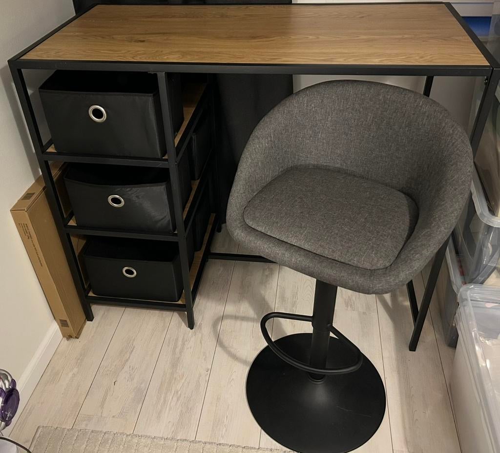 Bureau kaptafel bartafel met barkruk bureaustoel, Ophalen, Gebruikt