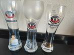 3 verschillende Erdinger bierglazen  0.5 L voetbal- goudrand, Ophalen of Verzenden, Zo goed als nieuw, Glas of Glazen, Overige merken