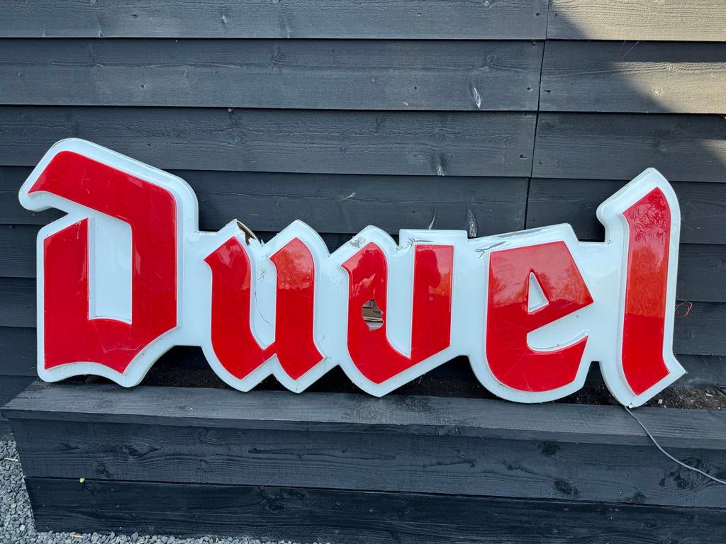 Duvel lichtbak - 190 cm breed - Unieke bar decoratie, Ophalen, Gebruikt, Lichtbak of (neon) lamp