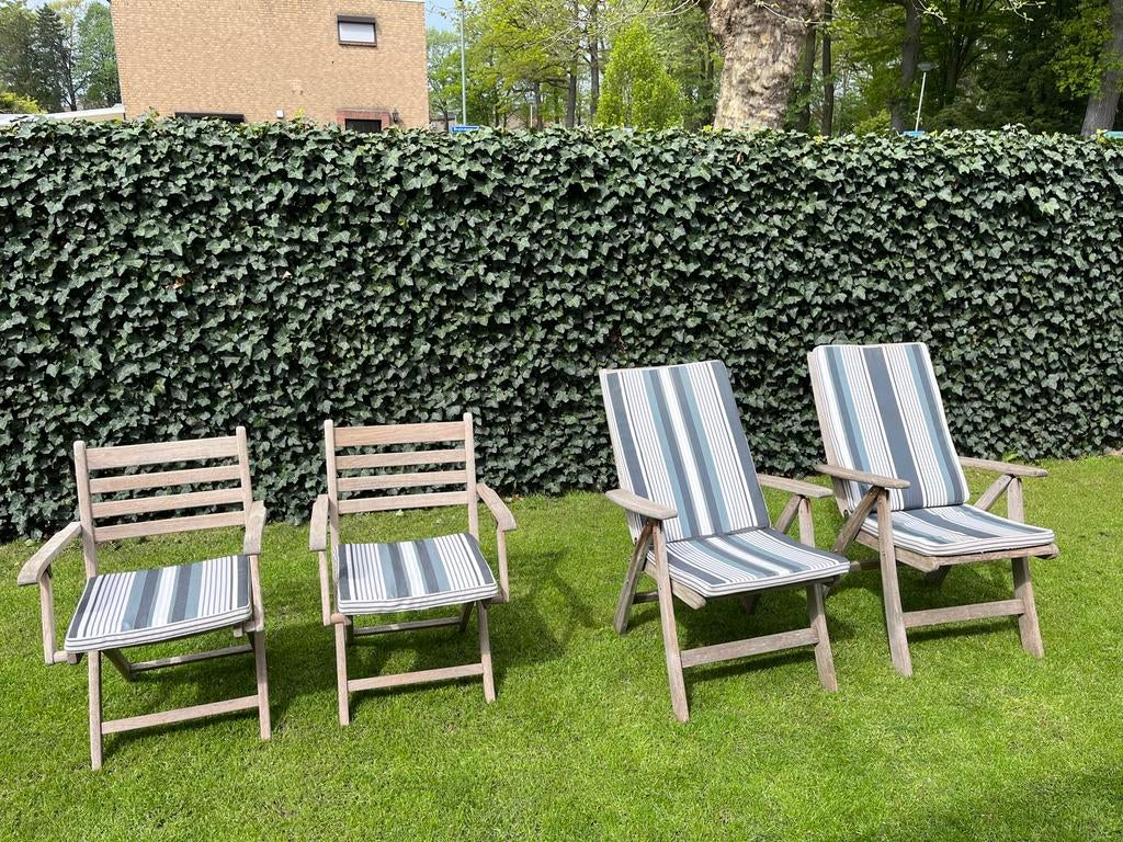 4 Houten tuinstoelen van Fischer Möbel, Ophalen, Gebruikt, Hout, Inklapbaar