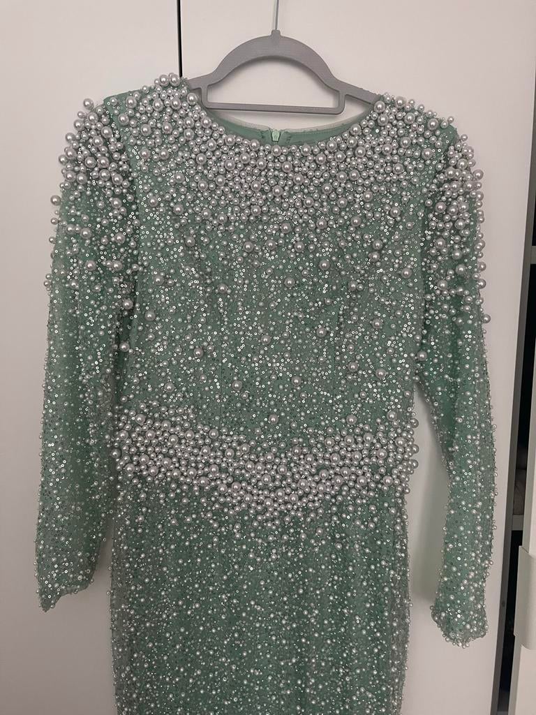 Prachtige feestjurk met parels - Maat M, Maat 38/40 (M), Galajurk, Ophalen of Verzenden, Zo goed als nieuw