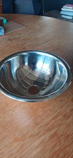 Rvs fontein  wastafel rond 32 cm met viega afvoerplug, Ophalen of Verzenden, Nieuw, Rvs, Wastafel