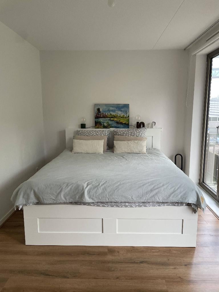 Bedframe + matras + hoofdbord 180x200 – complete bed, Ophalen, Gebruikt, Tweepersoons, Matras