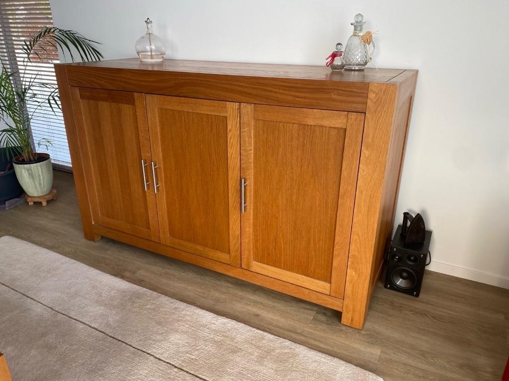 Licht eiken dressoir kast, Ophalen, Gebruikt, Met deur(en), 150 tot 200 cm