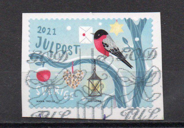 Kerstzegel - Julpost - Zweden - 2021, Verzenden, Zweden, Gestempeld