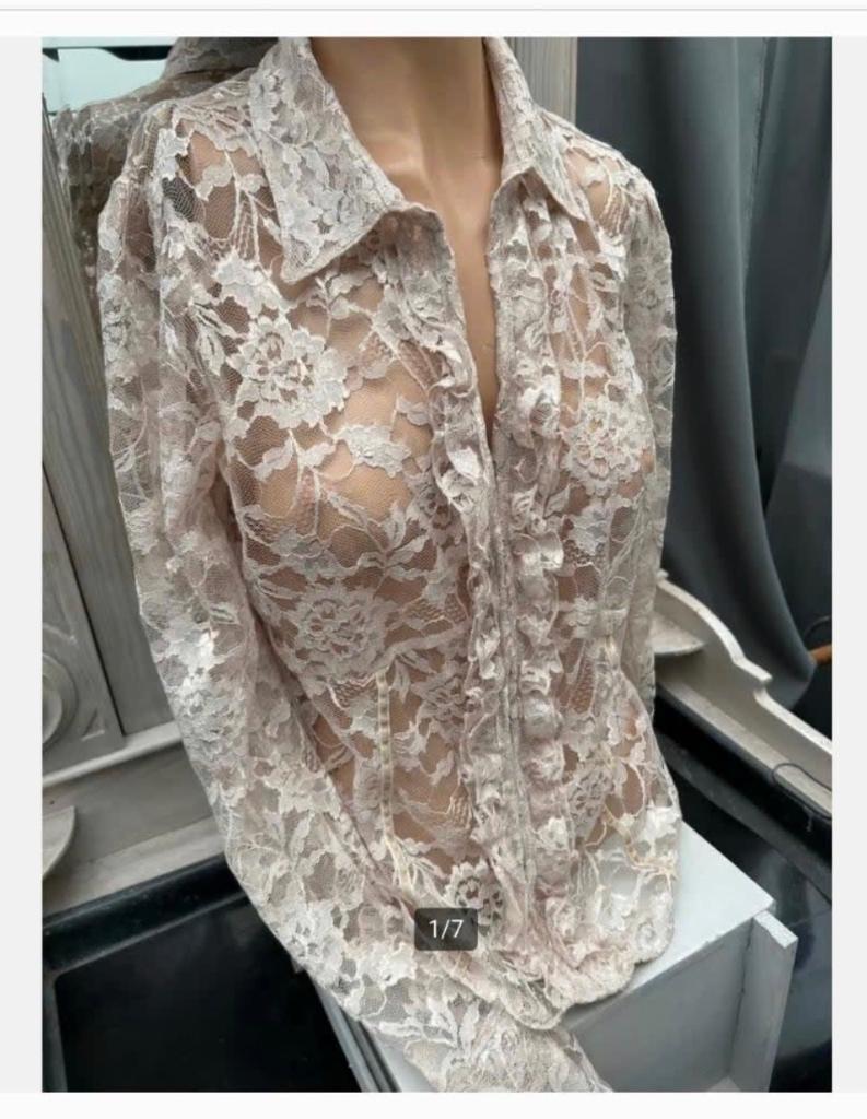 Victoriaanse antieke blouse met lange mouwen, maat 38-40, Antiek en Kunst, Antiek | Kleding en Accessoires, Ophalen of Verzenden
