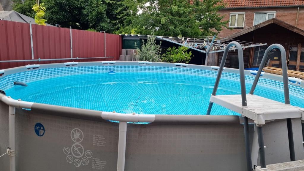 Intex frame zwembad 4,57 rond, Tuin en Terras, Gebruikt, Rond, 300 cm of meer, Opzetzwembad