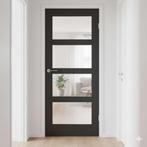 Zwarte binnendeur Ramos 83 x 201,5 stomp met glas | NIEUW, Niet ingevuld, 80 tot 100 cm, Binnendeur, Niet ingevuld
