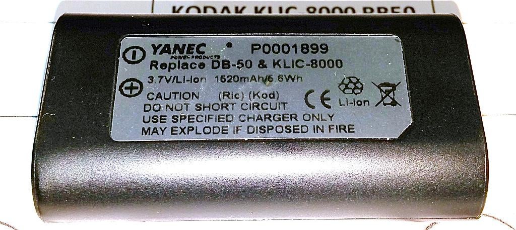 YANEC KODAK CS-KLIC-8000 3.7V 1.620A Ricoh Caplio DB-50 Accu, Ophalen of Verzenden, Nieuw