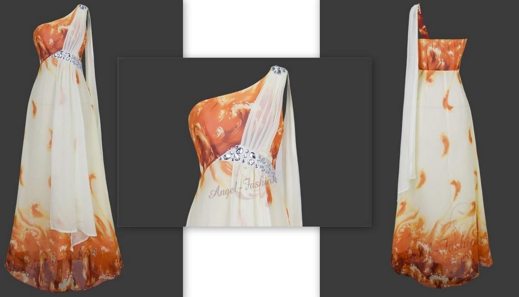 nieuwe galajurk maat M oranje/creme, Maat 38/40 (M), Galajurk, All2wish4, Nieuw