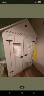 Mooie houten kledingkast met roede en legplanken, Huis en Inrichting, Ophalen, Met deur(en), Gebruikt, 100 tot 150 cm