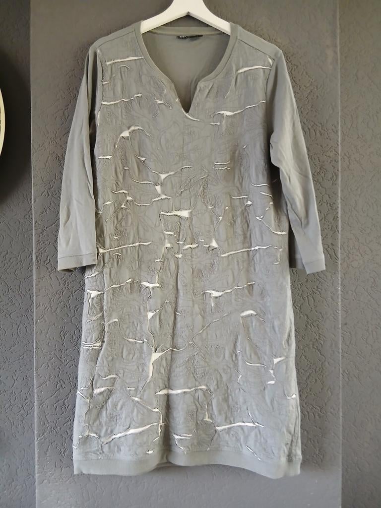 Didi jurk maat M grijs met wit 3/4 mouwen, Ophalen of Verzenden