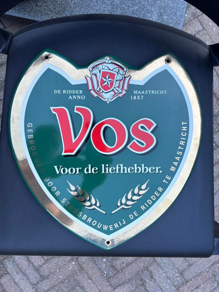 Vos bier Maastricht emaille reclamebord, Verzamelen, Ophalen of Verzenden, Zo goed als nieuw, Reclamebord, Plaat of Schild, Overige merken