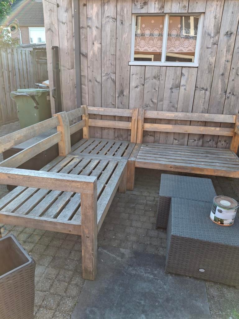 hoekbank voor buiten, Ophalen, Hout