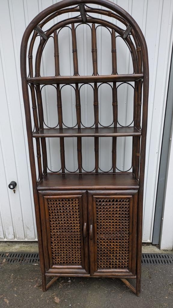 Rotan Retro Vintage Franse boogkast étagère met deurtjes, Ophalen of Verzenden, 25 tot 50 cm, Minder dan 150 cm, Minder dan 100 cm
