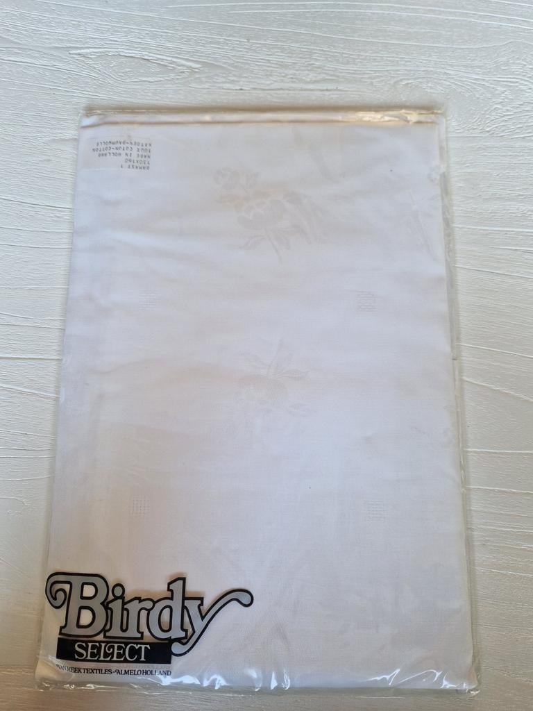 DAMAS Wit  retro vintage jaren 60-70 tafelkleed BIRDY, Ophalen of Verzenden, Nieuw, Rechthoek, Binnen