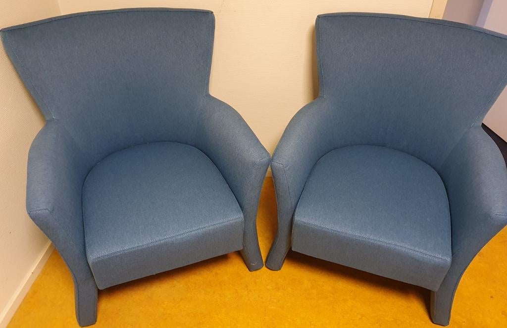 Fauteuils 5 a 6 stuks blauw stof igst, 75 tot 100 cm, Ophalen of Verzenden, Zo goed als nieuw, Stof